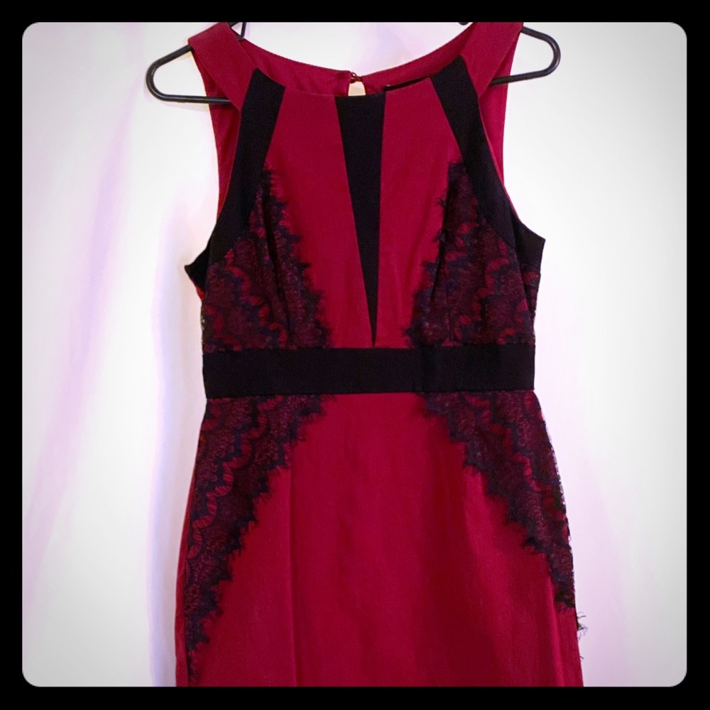 Red and black cocktail dress